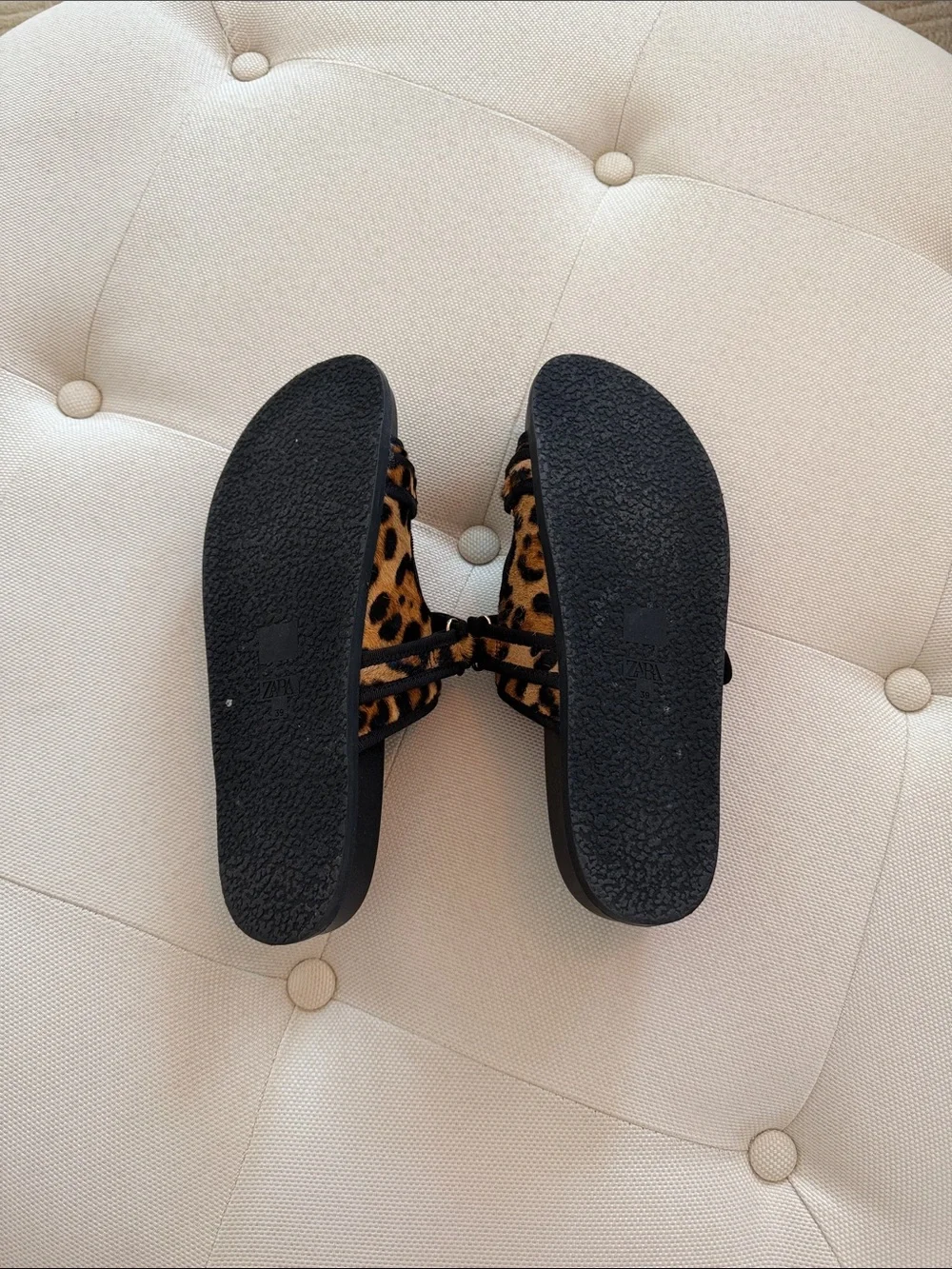 ZARA Leopard-Print Buckle Slide Sandals - Black & Brown size 39 - Picture 2 of 5